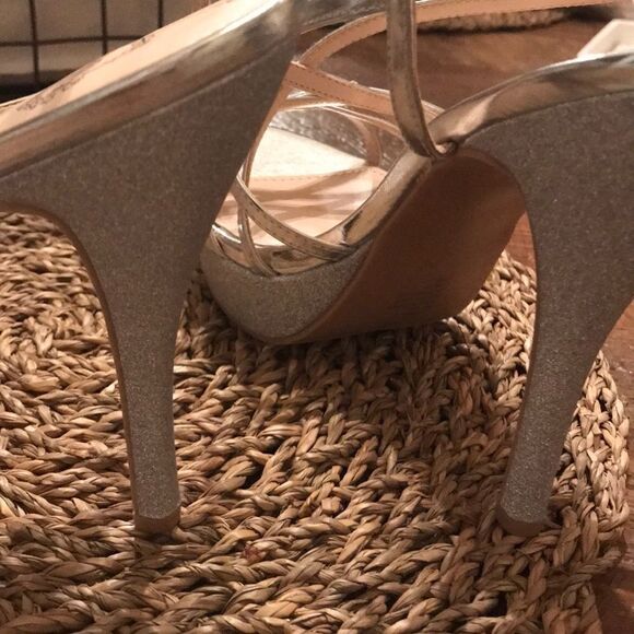‎Silver Strappy Platforms with Glitter Heels - Picture 6 of 7